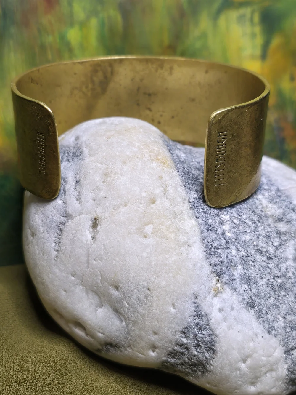Brushed Gold-Tone Wide Cuff Bracelet - Men's Jewelry